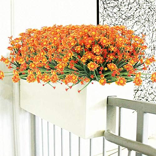 TEMCHY 8 Bundles UV Resistant Artificial Daisies Decor