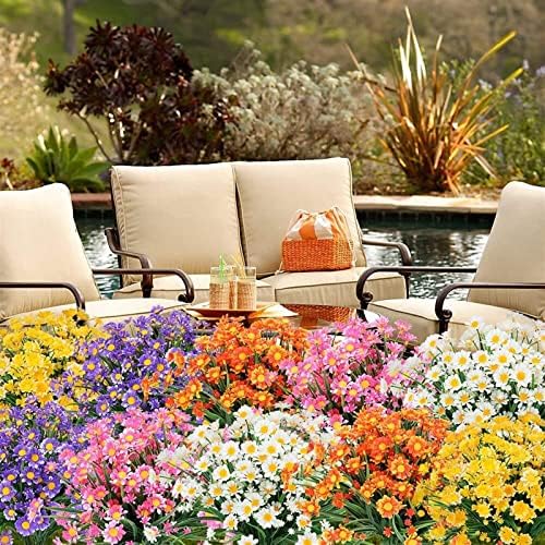 MOOWI Artificial Daisies UV Resistant Garden Decor