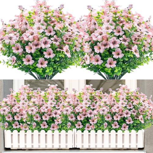 NOV FIRE Artificial Flowers Pink 20 Bundles UV Resistant