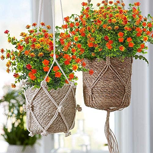 ZWYOQI 8 Pack Artificial Orange Flowers UV Resistant Decor