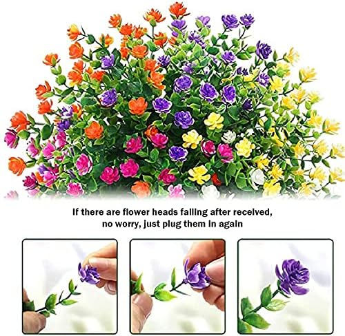10 Bundles Artificial Pink Flowers for Outdoor Decor