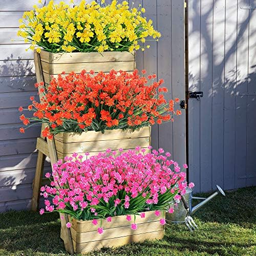 ArtBloom 8 Bundles Artificial Flowers Orange Red