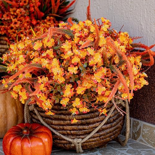 AXYLEX Artificial Fall Flowers - 16 Bundles UV Resistant Faux Mums