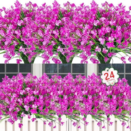 Ouddy Decor 24 Bundle Artificial Flowers Fuchsia