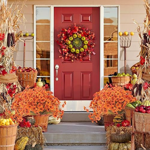 Fall Red Artificial Flowers Bouquet 20 Bundles