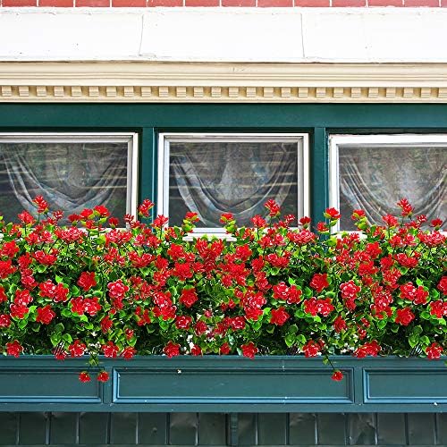 Grunyia 8 Bundles Red-Eucalyptus Artificial Flowers