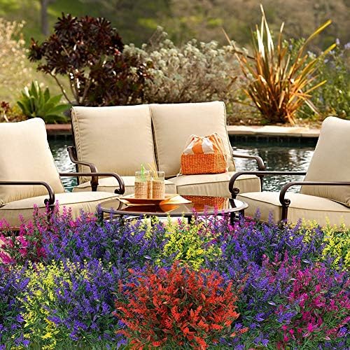 KLEMOO Artificial Lavender Flowers 6PCS Lifelike UV Resistant Decor