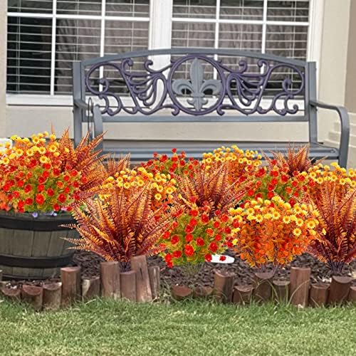 TURNMEON 12-Bundle Fall Artificial Flowers UV Resistant