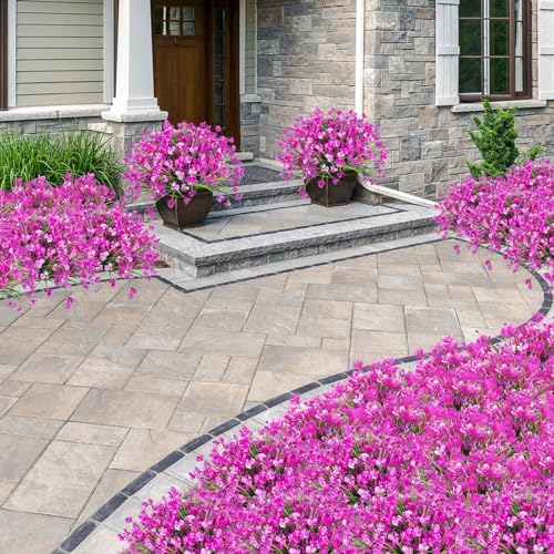 Ouddy Decor 24 Bundle Artificial Flowers Fuchsia
