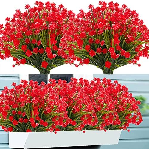 NOV FIRE Artificial Flowers 20 Bundles UV Resistant Red Daffodils