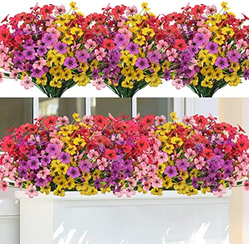 10 Pcs Artificial Flowers Set for Outdoor Decor