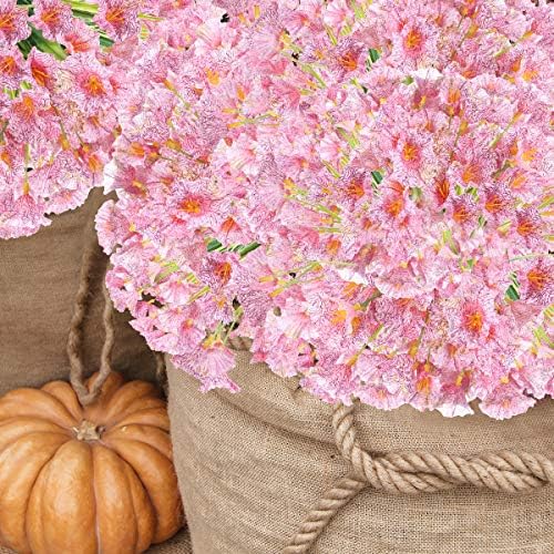 ZEOSTARO 12 Bundles UV Resistant Fake Flowers Pink