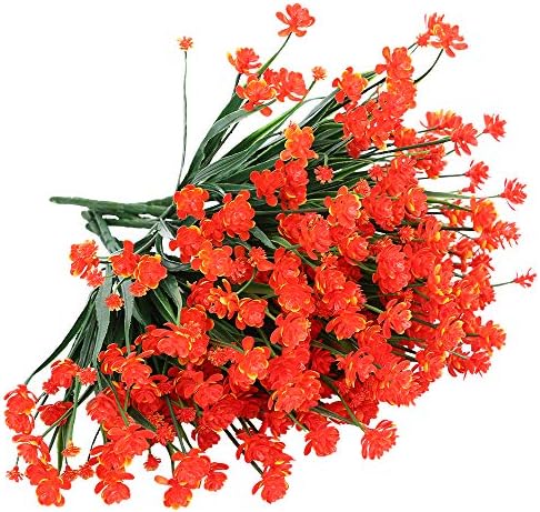 ArtBloom 8 Bundles Artificial Flowers Orange Red