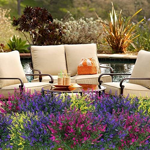 24 Bundles Artificial Lavender Flowers UV Resistant Faux Plants