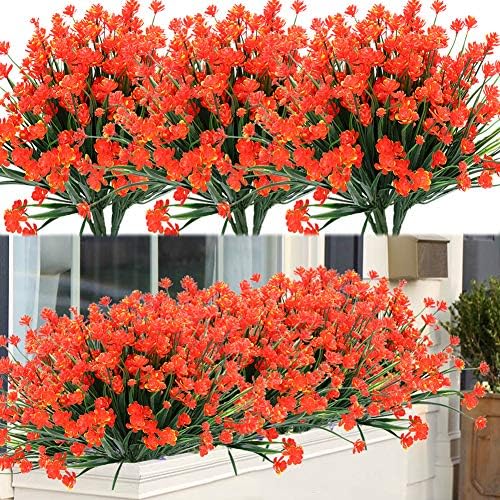 ArtBloom 8 Bundles Artificial Flowers Orange Red