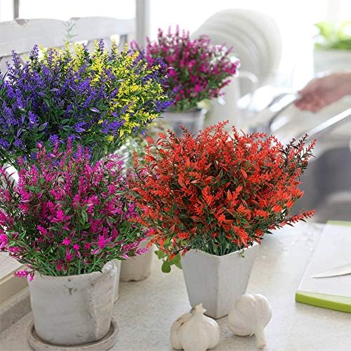 KLEMOO Artificial Lavender Flowers 6PCS Lifelike UV Resistant Decor