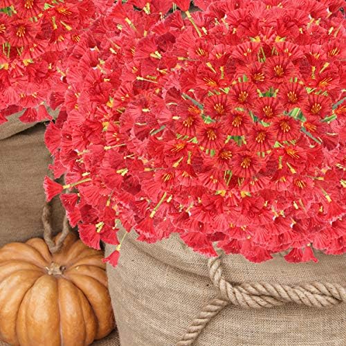 ZEOSTARO Artificial Flowers 12 Bundles Deep Red 1