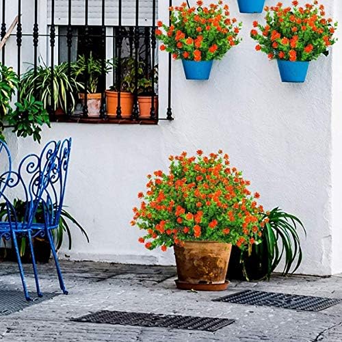 ZWYOQI 8 Pack Artificial Orange Flowers UV Resistant Decor